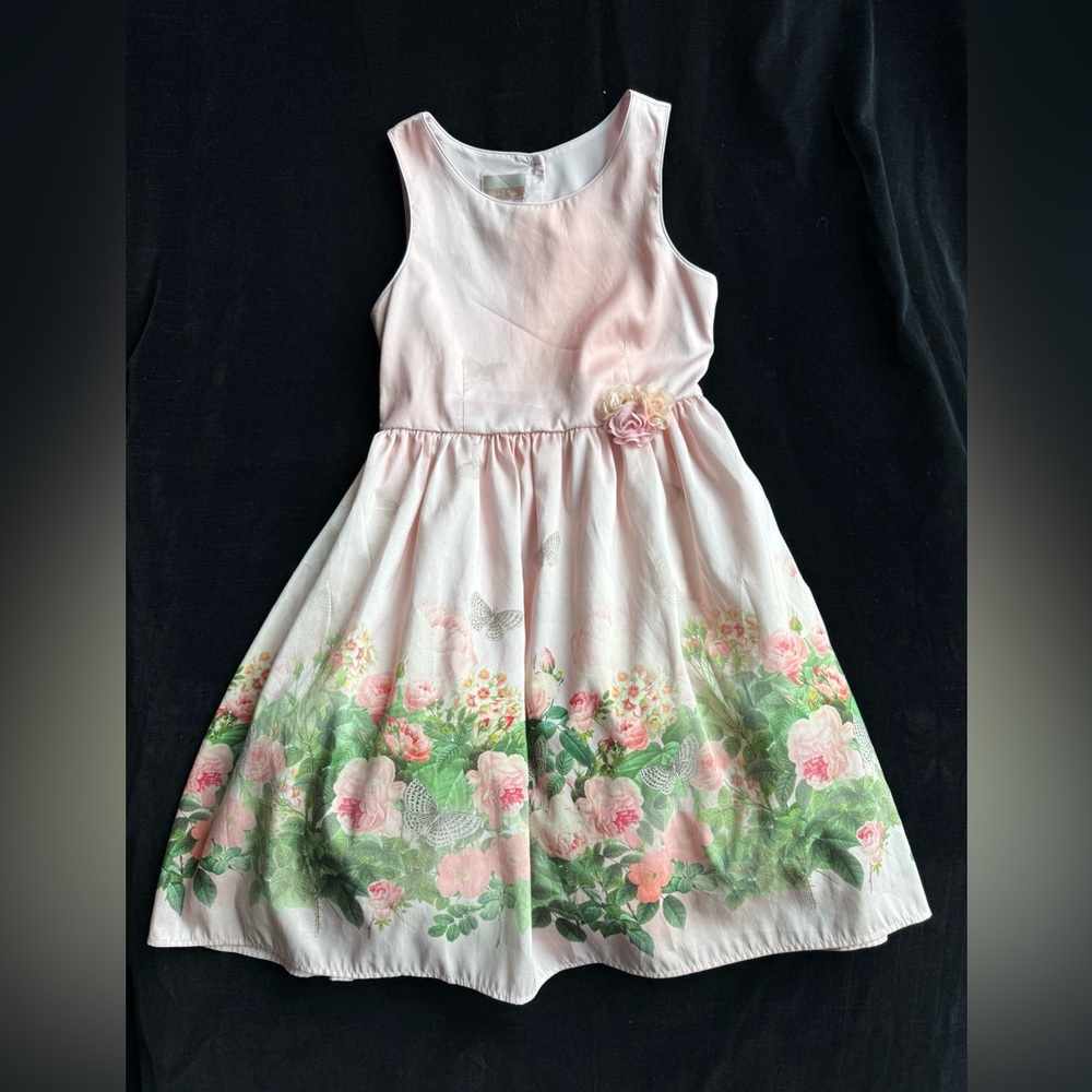 Floral Pink and Green Kids Dress